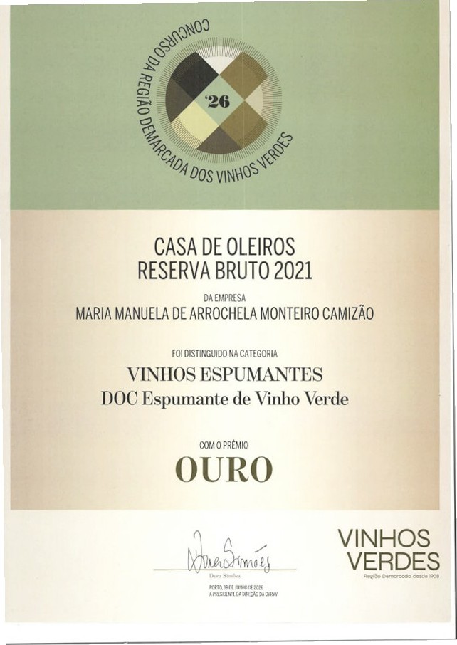 Diploma de ouro CVRVV 2026, Espumante Reserva Bruto 2021
